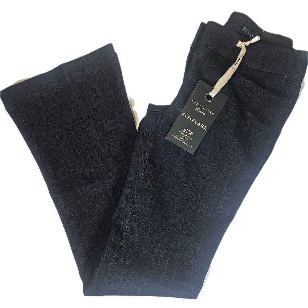 The Limited Jeans Womens 2 Blue Fit & Flare Slim Stretch Dark Wash Denim